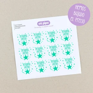 Pack 12 etiquetas personalizadas para zapatos Estrella menta