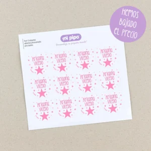 Pack 12 etiquetas personalizadas para zapatos Estrella rosa