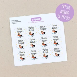 Pack 12 etiquetas personalizadas para zapatos Superhéroe
