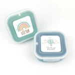 Pack 2 Fiambreras herméticas personalizadas, Arcoíris Soft y Globo, color Menta y Azul