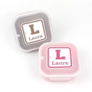 Pack 2 Fiambreras herméticas personalizadas School, color Topo y Rosa