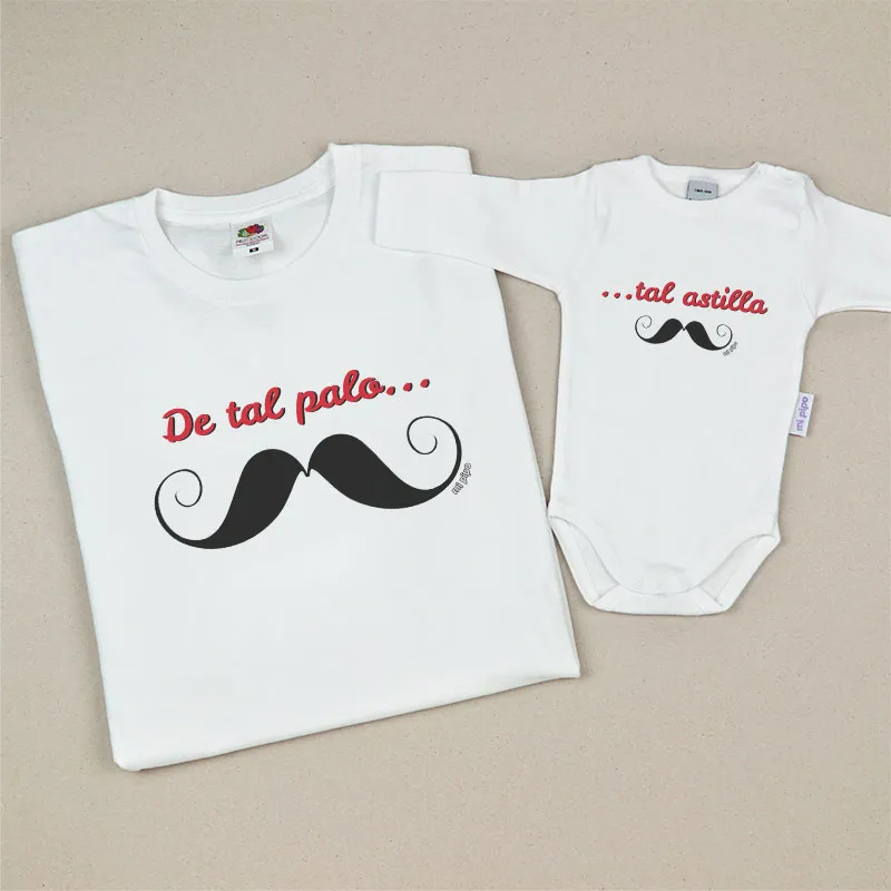 Pack 2 Prendas Camiseta o Sudadera Papá De tal palo tal astilla bigote Pack 2 Prendas Camiseta o Sudadera Papá De tal palo tal astilla bigote