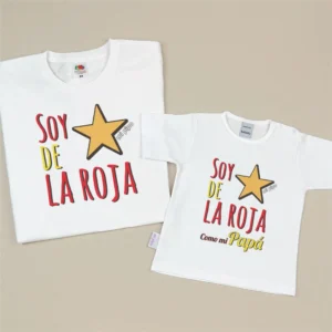 Pack 2 Prendas Camiseta o Sudadera Papá Soy de la Roja/Soy de la Roja como mi Papá (estrella)