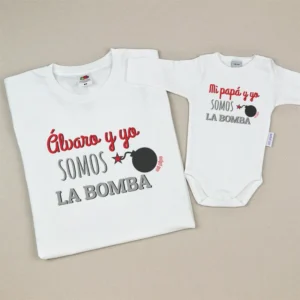 Pack 2 Prendas (Nombre hijo/a) y yo somos la bomba/ Mi Papá y yo somos la bomba