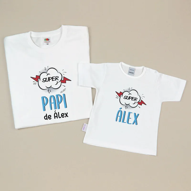 Pack 2 Prendas Personalizadas Cómic Superpapi de (nombre niño)/ Super (nombre niño) Pack 2 Prendas Personalizadas Cómic Superpapi de (nombre niño)/ Super (nombre niño)