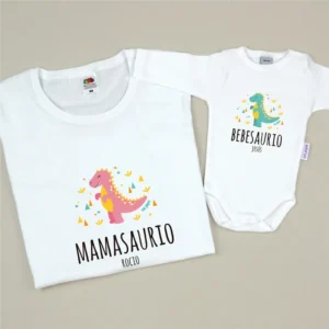 Pack 2 Prendas Personalizadas Mamasauria/ Hijosaurio o Bebesaurio
