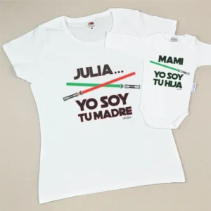 Pack 2 Prendas Personalizadas (nombre niña) Yo soy tu Madre/Yo soy tu Hija espadas láser