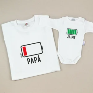 Pack 2 Prendas Personalizadas Papá Batería baja (Nombre hijo)