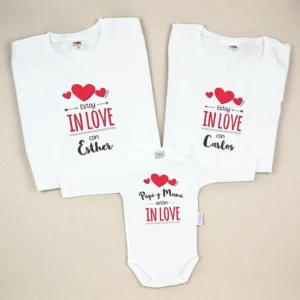Pack 3 Prendas Personalizadas Estoy in love con (Nombres de los padres) / Papi y Mami están in love