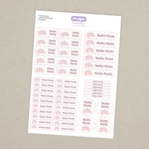 Pack 46 etiquetas adhesivas personalizadas para objetos Arcoíris Blush