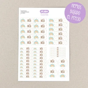 Pack 46 etiquetas adhesivas personalizadas para objetos Arcoíris Soft