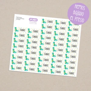 Pack 46 etiquetas adhesivas personalizadas para objetos Dinosaurio