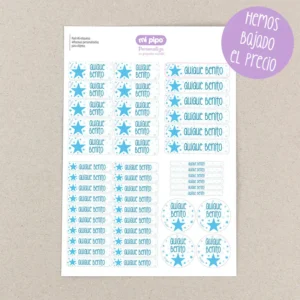 Pack 46 etiquetas adhesivas personalizadas para objetos Estrella azul