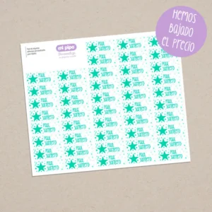 Pack 46 etiquetas adhesivas personalizadas para objetos Estrella menta