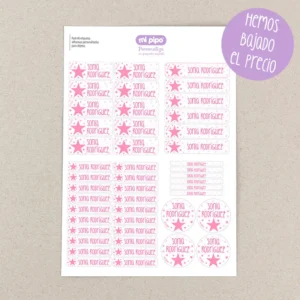 Pack 46 etiquetas adhesivas personalizadas para objetos Estrella rosa