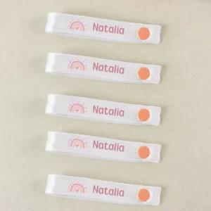 Pack 5 cintas para colgar ropa personalizadas Arcoíris Blush
