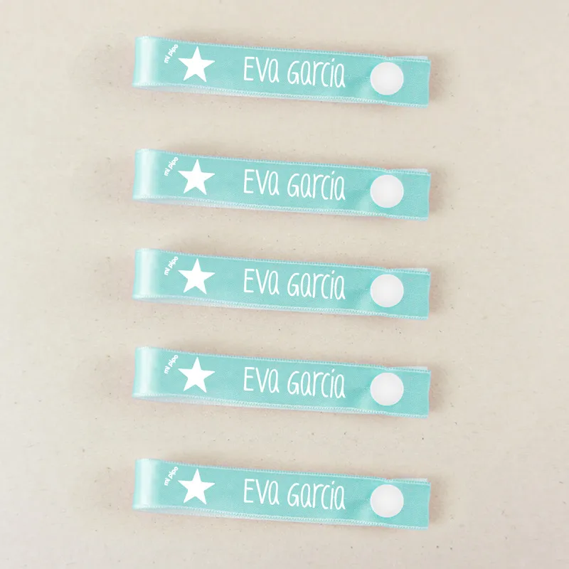 Pack 5 cintas para colgar ropa personalizadas Estrella Menta Pack 5 cintas para colgar ropa personalizadas Estrella Menta