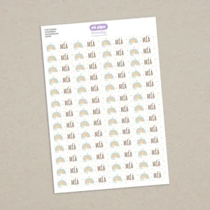 Pack 52 etiquetas termoadhesivas personalizadas para prendas Arcoíris Soft