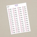 Pack 52 etiquetas termoadhesivas personalizadas para prendas Conejito Rosa