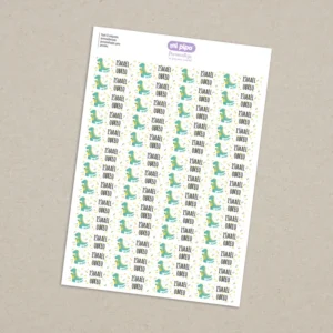 Pack 52 etiquetas termoadhesivas personalizadas para prendas Dinosaurio