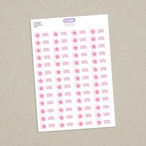 Pack 52 etiquetas termoadhesivas personalizadas para prendas Estrella rosa
