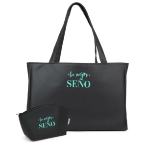 Pack Bolso Shopper + Neceser polipiel Negro La mejor Profe/Seño
