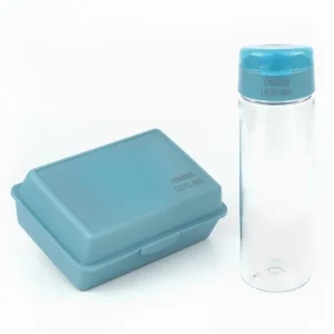 Pack Botella 600ml + Cajita Porta Alimentos Azul personalizadas