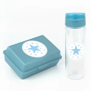 Pack Botella 600ml + Cajita Porta Alimentos Estrella Azul