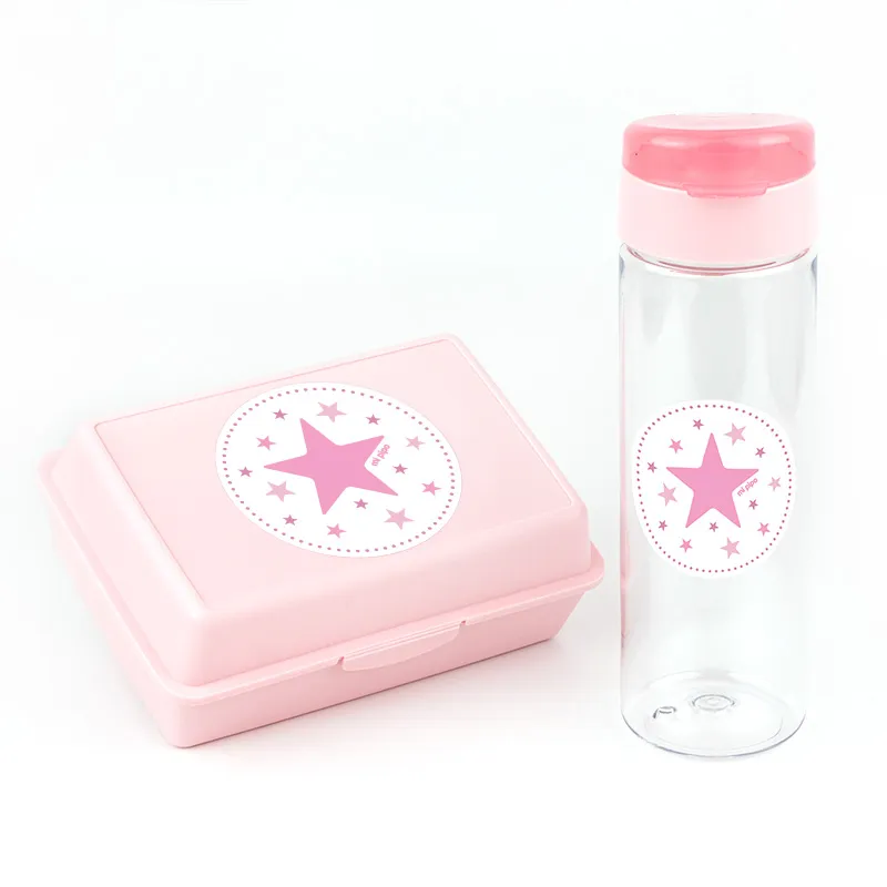 Pack Botella 600ml + Cajita Porta Alimentos Estrella Rosa Pack Botella 600ml + Cajita Porta Alimentos Estrella Rosa