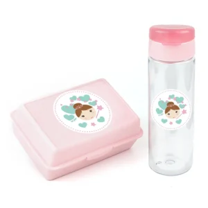 Pack Botella 600ml + Cajita Porta Alimentos Hada Rosa
