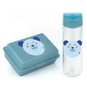 Pack Botella 600ml + Cajita Porta Alimentos Osito Azul