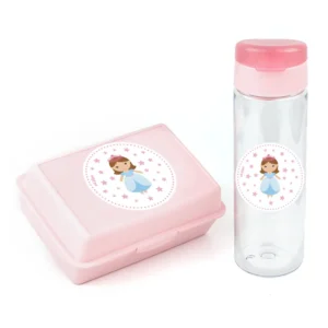 Pack Botella 600ml + Cajita Porta Alimentos Princesa Rosa