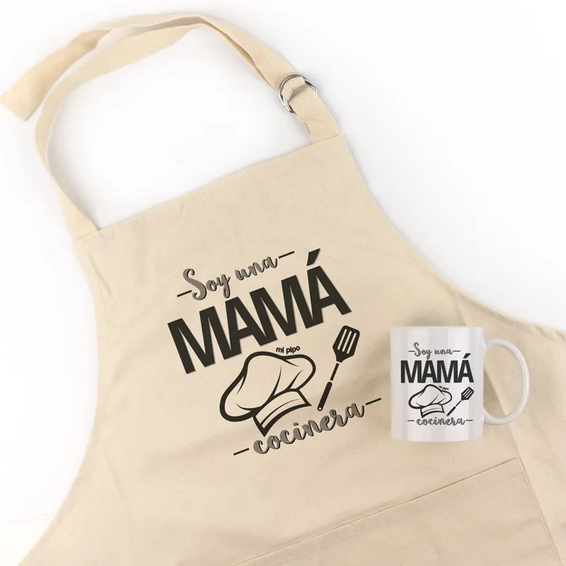 Pack Delantal Mamá + Taza Divertido Soy una Mamá Cocinera Pack Delantal Mamá + Taza Divertido Soy una Mamá Cocinera