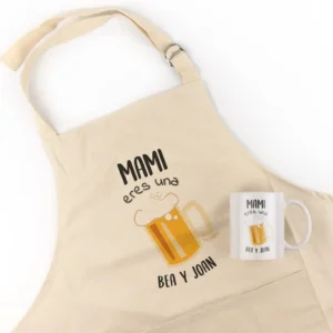 Pack Delantal Mamá + Taza Persoalizado Mami eres la Caña (nombres)
