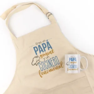 Pack Delantal Papá + Taza Divertido Eres un Papá genial y un Cocinero Fenomenal