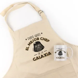 Pack Delantal Papá + Taza Divertido Yo soy el Mejor Chef de la Galaxia