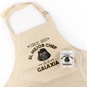 Pack Delantal Papá + Taza (Nombre) es el Mejor Chef de la Galaxia