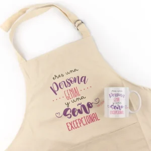 Pack Delantal Profe + Taza Divertido Eres una persona genial y una Seño excepcional