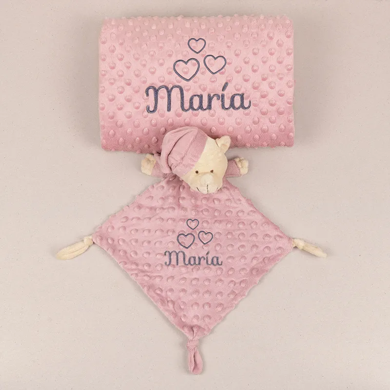 Pack Dou Dou y Manta Clásica Blush Personalizado Pack Dou Dou y Manta Clásica Blush Personalizado