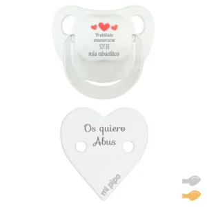 Pack Dúo Baby Deco Blanco-corazones rojo Prohibido abuelitos- Os quiero Abus