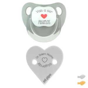 Pack Dúo Baby Deco corazón Gris Vais a ser Abuelos-Os quiero mucho abuelitos