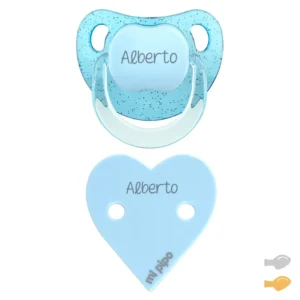 Pack Dúo Baby Glitter Corazón Azul Personalizado