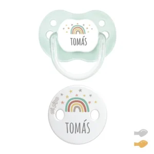 Pack Dúo Classic Deco Arcoíris Menta Personalizado (Temporalmente Broche Estrella Menta)