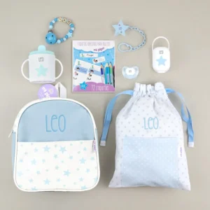 Pack El Primero de la Clase Azul personalizado + Regalo Cadenita Madera