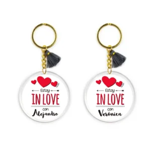 Pack Llaveros Personalizados Metacrilato Estoy in Love (nombres)