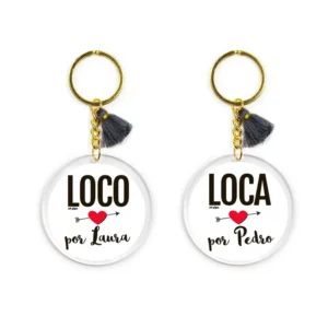 Pack Llaveros Personalizados Metacrilato Locos por (nombres)