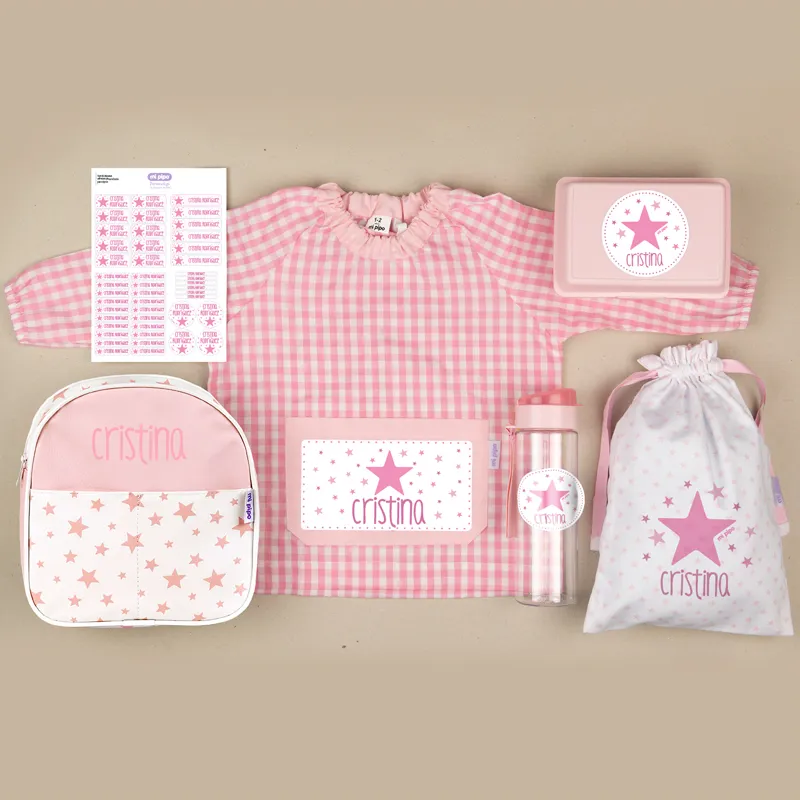 Pack Mi Guarde Estrellas Rosa personalizado + Regalo Cajita porta alimentos Pack Mi Guarde Estrellas Rosa personalizado + Regalo Cajita porta alimentos