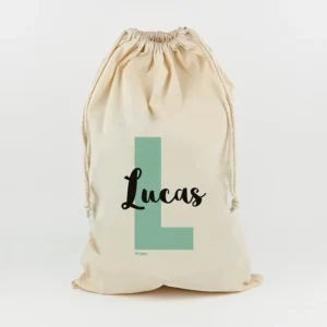 Saco para Juguetes Personalizado Inicial menta