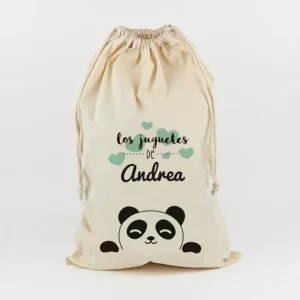 Saco para Juguetes Personalizado Panda menta juguetes