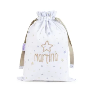 Saquito Estrellas Beige Personalizado Bordado